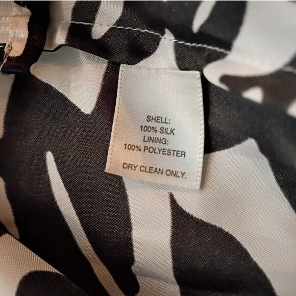 WHBM Strapless Silk Cocktail Dress Sz 12 Black White Floral Party Formal - Picture 6 of 9